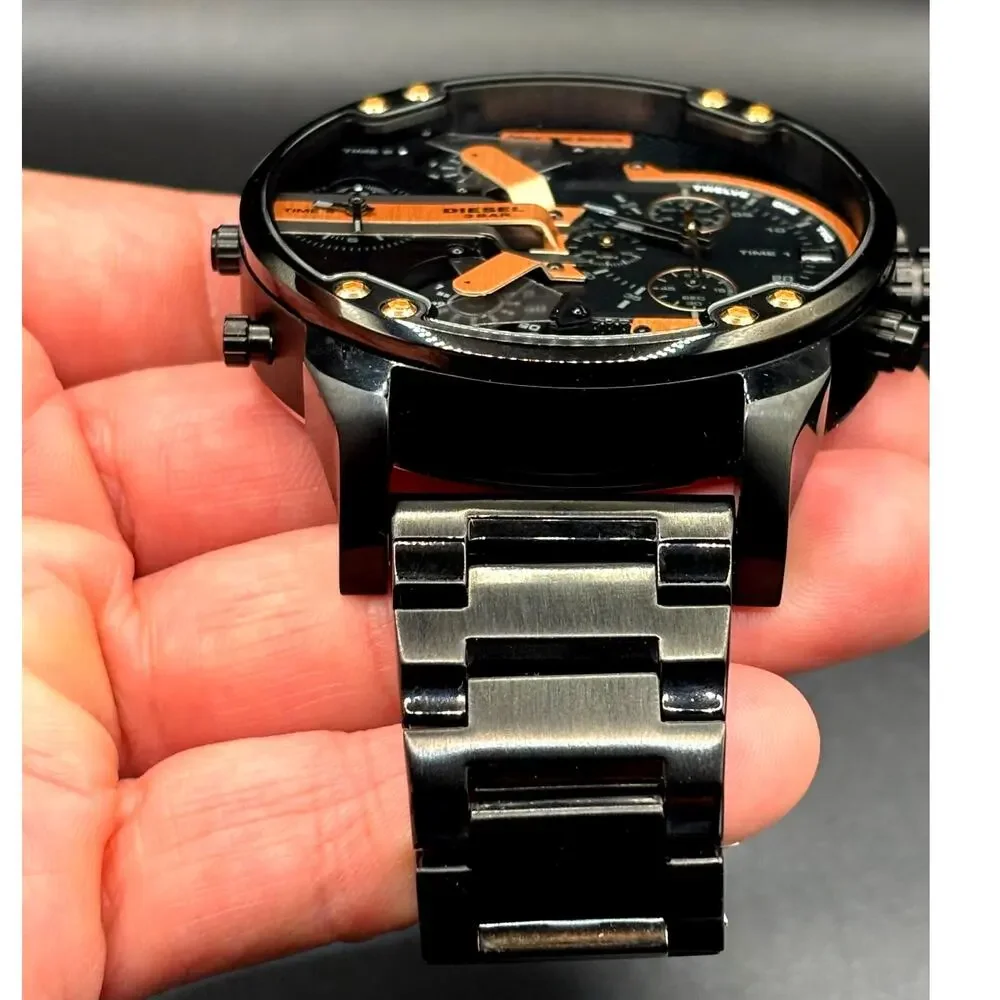 Diesel Mr Daddy 2.0 DZ7312 Black Rose Gold Dial Multi Time Zone Men's Watch